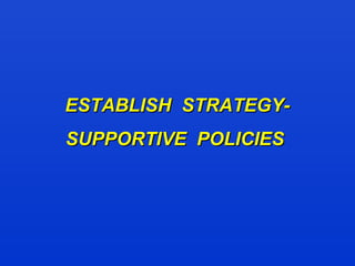 ESTABLISH STRATEGY-ESTABLISH STRATEGY-
SUPPORTIVE POLICIESSUPPORTIVE POLICIES
 