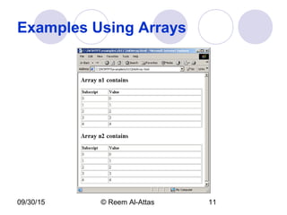 09/30/15 © Reem Al-Attas 11
Examples Using Arrays
 
