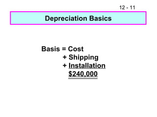 Basis = Cost + Shipping +  Installation $240,000 Depreciation Basics 