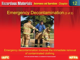 12

  Emergency Decontamination (2 of 2)




Emergency decontamination involves the immediate removal
               of contaminated clothing.
 