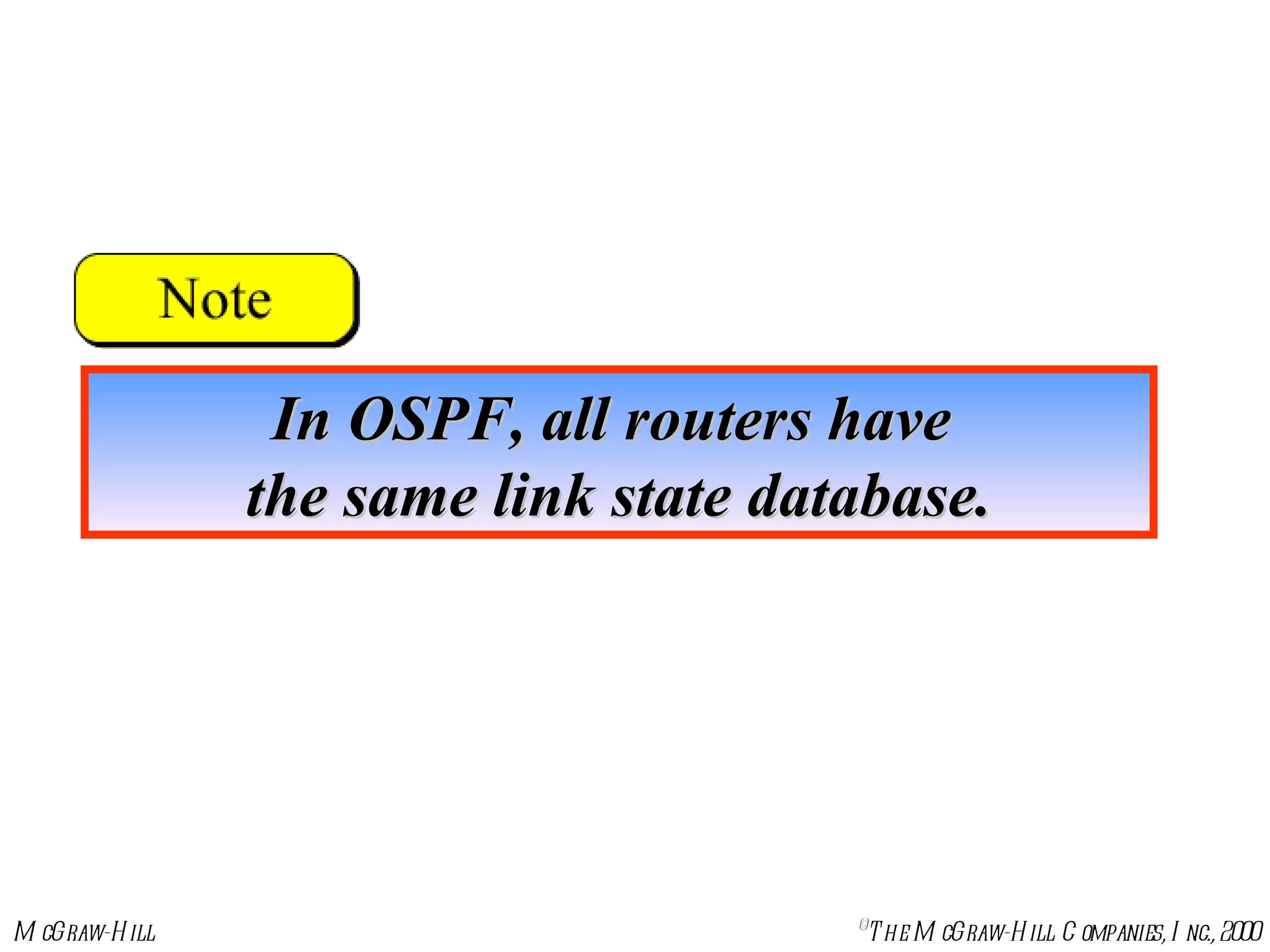 In OSPF, all routers have  the same link state database. 