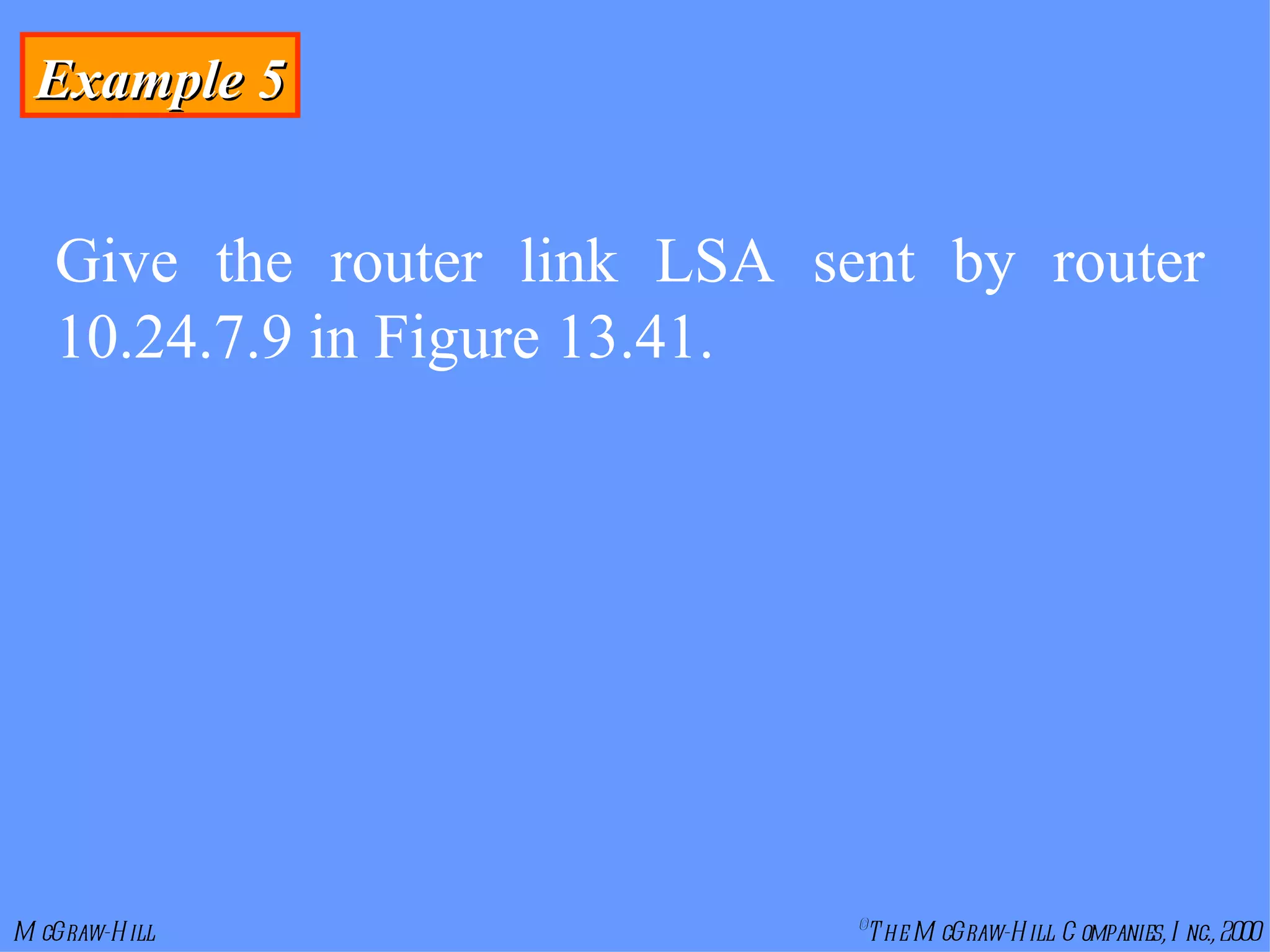 Example 5 Give the router link LSA sent by router 10.24.7.9 in Figure 13.41. 