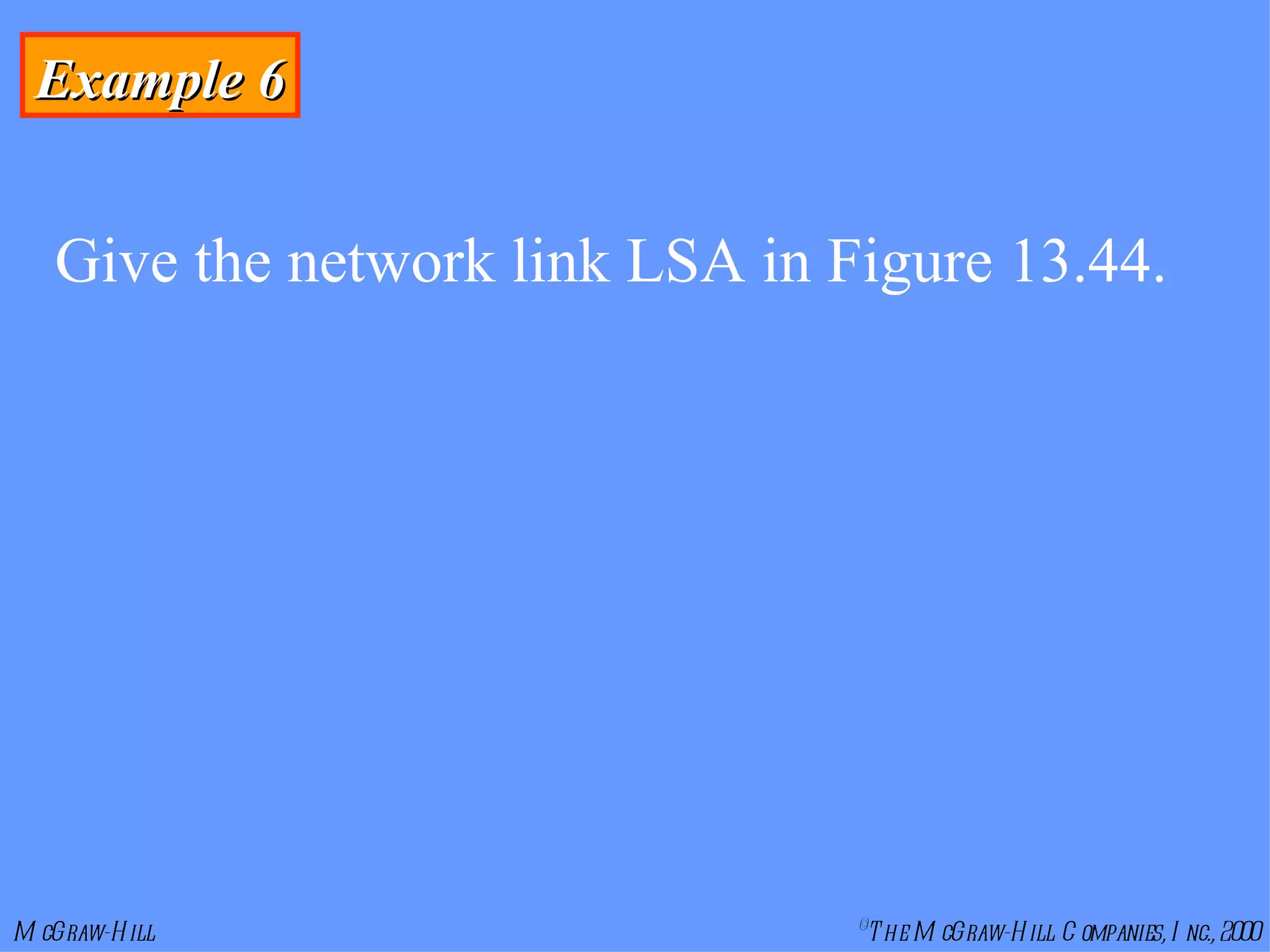 Example 6 Give the network link LSA in Figure 13.44. 
