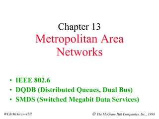 Chapter 13 Metropolitan Area Networks ,[object Object],[object Object],[object Object],WCB/McGraw-Hill    The McGraw-Hill Companies, Inc., 1998 