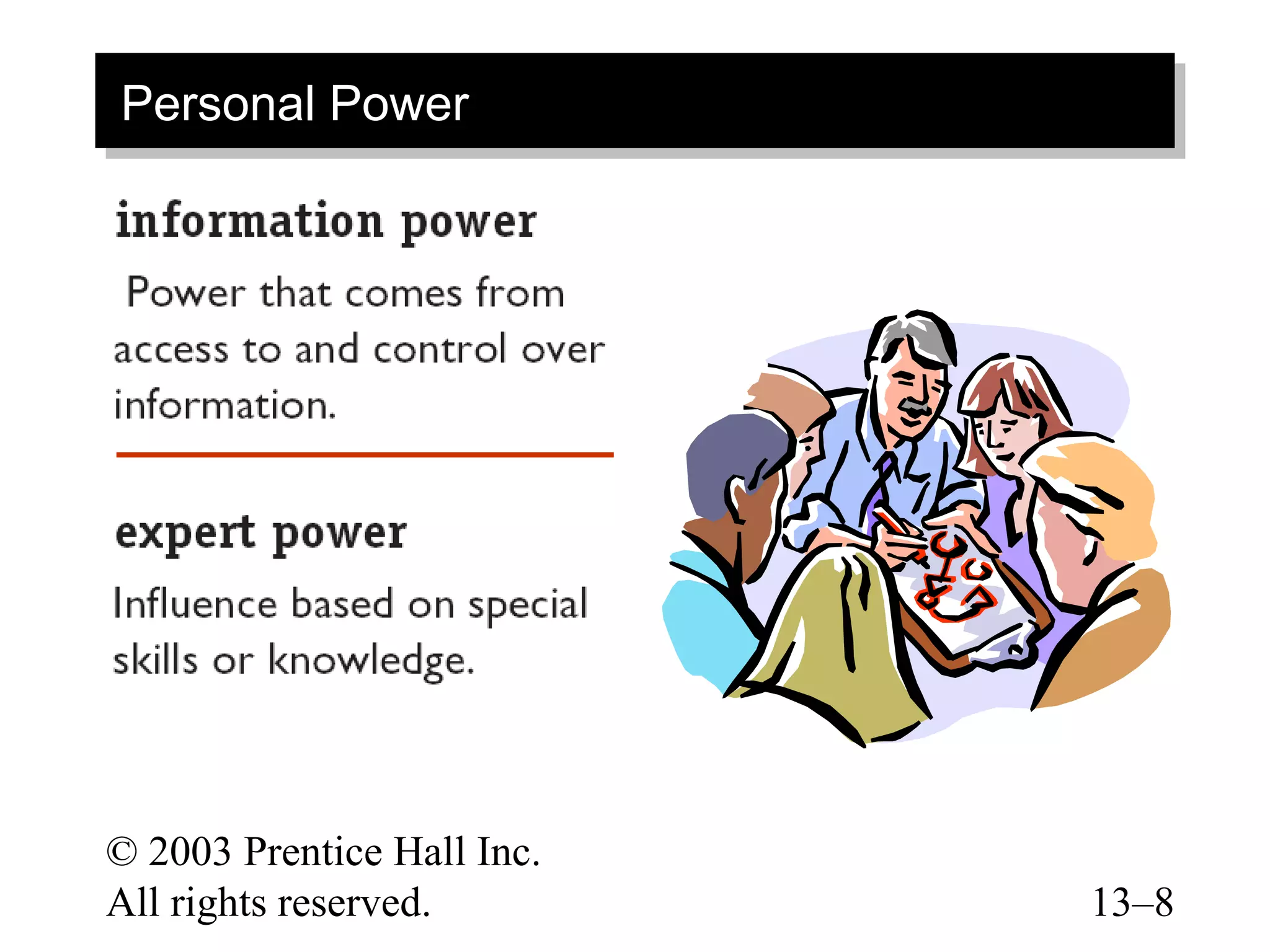 Personal Power
Personal Power




© 2003 Prentice Hall Inc.
All rights reserved.        13–8
 