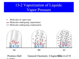 13-2 Vaporization of Liquids:
             Vapor Pressure




Prentice-Hall   General Chemistry: ChapterSlide 6 of 35
                                           13
 