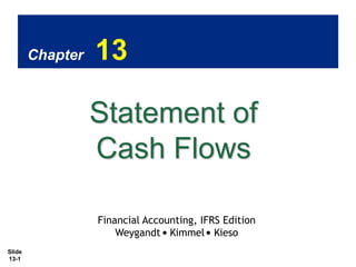 Chapter

13

Statement of
Cash Flows
Financial Accounting, IFRS Edition
Weygandt Kimmel Kieso
Slide
13-1

 