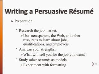 Persuasive Resume - Cover Letter - Job Letter Writing