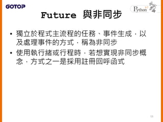 Future cͬ
? 춳ʽ̵΄ա¼ɣ
̎¼ķʽQͬ
? ʹÈоwг̕r댍Fͬ
ʽ֮һǒ]Իغʽ
53
 