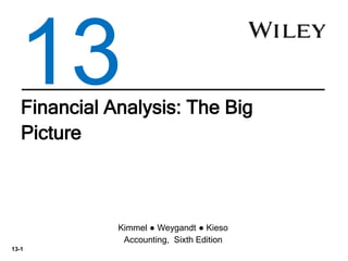13-1
Financial Analysis: The Big
Picture
Kimmel ● Weygandt ● Kieso
Accounting, Sixth Edition
13
 