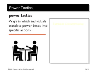 Power Tactics Tactical Dimensions : Reason Friendliness Coalition Bargaining Assertiveness Higher authority Sanctions 