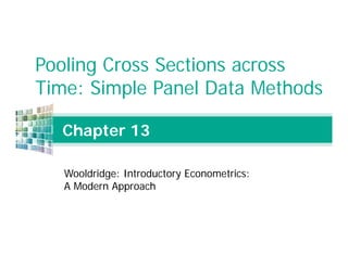 Chapter 13
Pooling Cross Sections across
Time: Simple Panel Data Methods
Wooldridge: Introductory Econometrics:
A Modern Approach
 