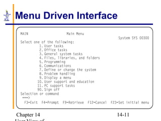 Chapter 14 14-11
Menu Driven Interface
 