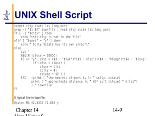 Chapter 14 14-9
UNIX Shell Script
 