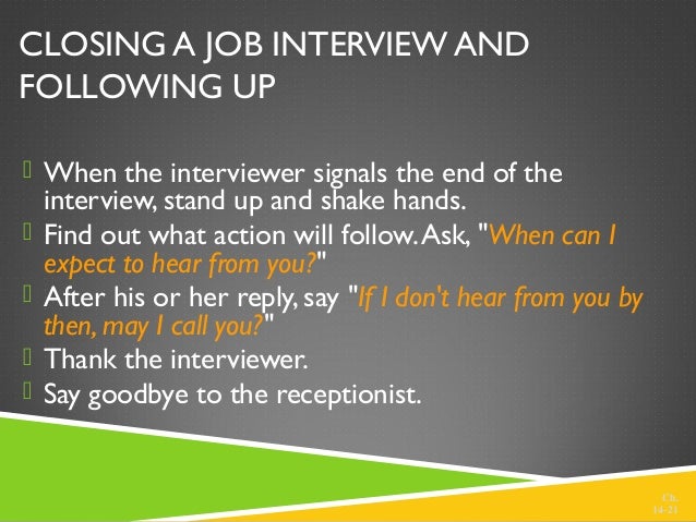 ch 1420 21 closing a job interview and following up