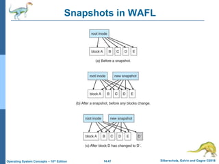 14.47 Silberschatz, Galvin and Gagne ©2018
Operating System Concepts – 10th Edition
Snapshots in WAFL
 