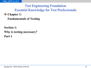 Test Engineering Foundation Essential Knowledge for Test Professionals Chapter 1: Fundamentals of Testing Section 1: Why is testing necessary? Part 1 