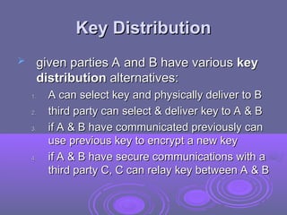 symmetric key distribution using public-key encryption | PPT