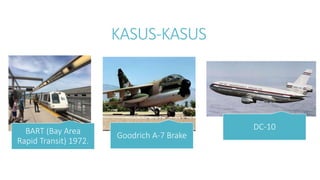 KASUS-KASUS
BART (Bay Area
Rapid Transit) 1972.
Goodrich A-7 Brake
DC-10
 