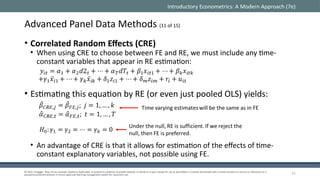 Advanced Panel Data Methods in Econometrics: Fixed and Random Effects ...