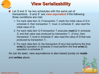 View Serializability In Dbms Examples 15. Transactions in DBMS | PPT
