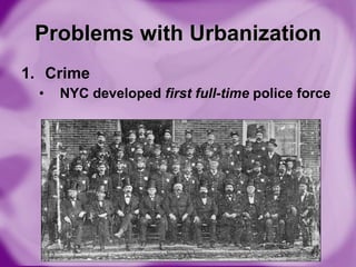 Crime NYC developed  first full-time  police force Problems with Urbanization 