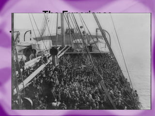 The Experience One-week steamship journey Cargo holds, filthy 