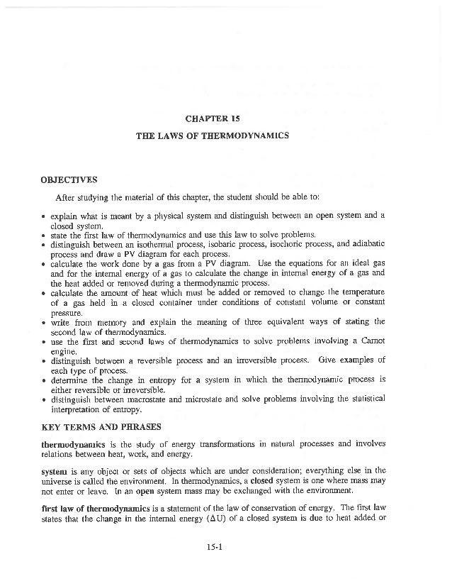 Worksheets Thermodynamics Worksheet Answers ch 15 the laws of thermodynamics chapter objectives after studying material this chapter