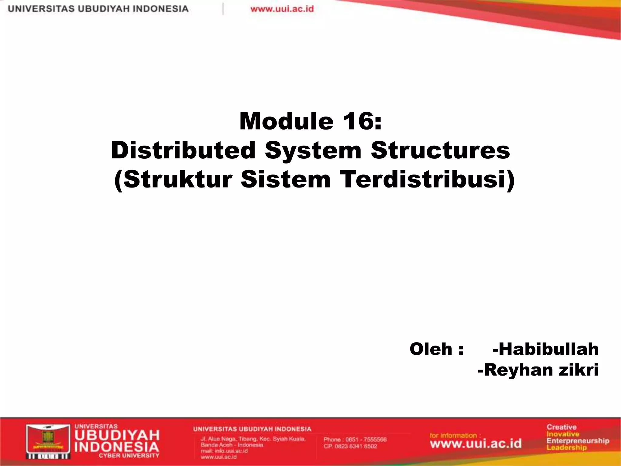 ppt - module 16: distributed-system structures... Struktur sistem Terdistribusi | PPTX