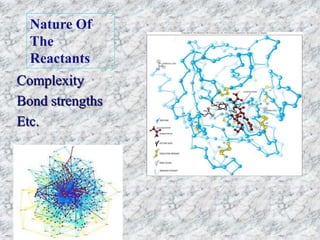 Nature Of 
The 
Reactants 
Complexity 
Bond strengths 
Etc. 
 