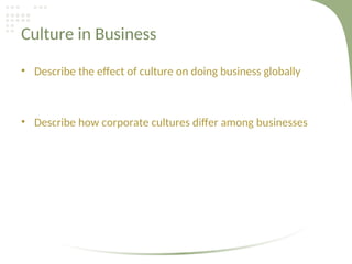 Understanding Culture and Diversity in Global Business Practices | PPT