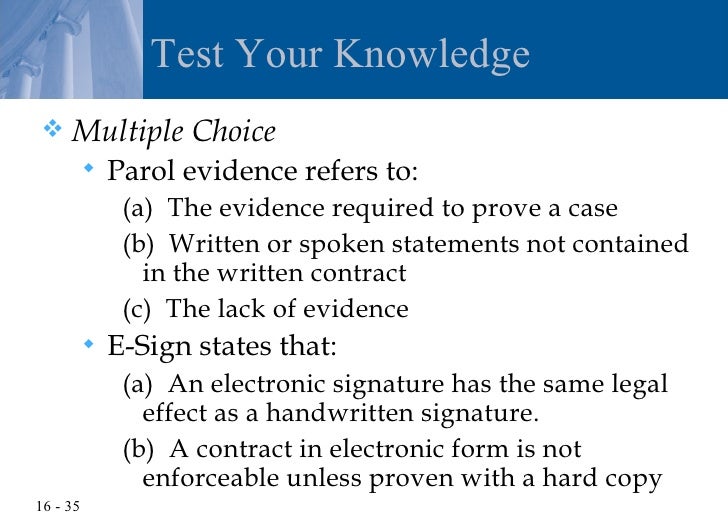Parol Evidence Rule Chart
