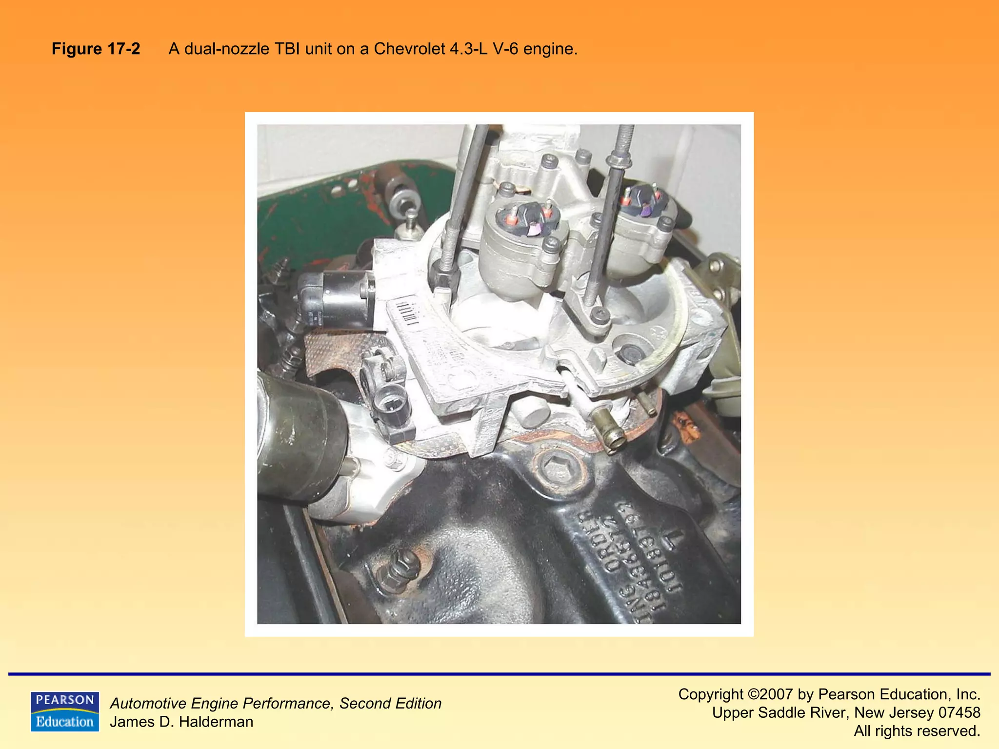 Figure 17-2   A dual-nozzle TBI unit on a Chevrolet 4.3-L V-6 engine.  