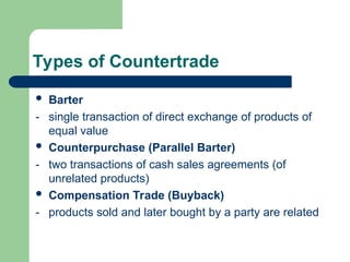 Direct Barter Pricing Strategies and Countertrade and terms of payment | PPT