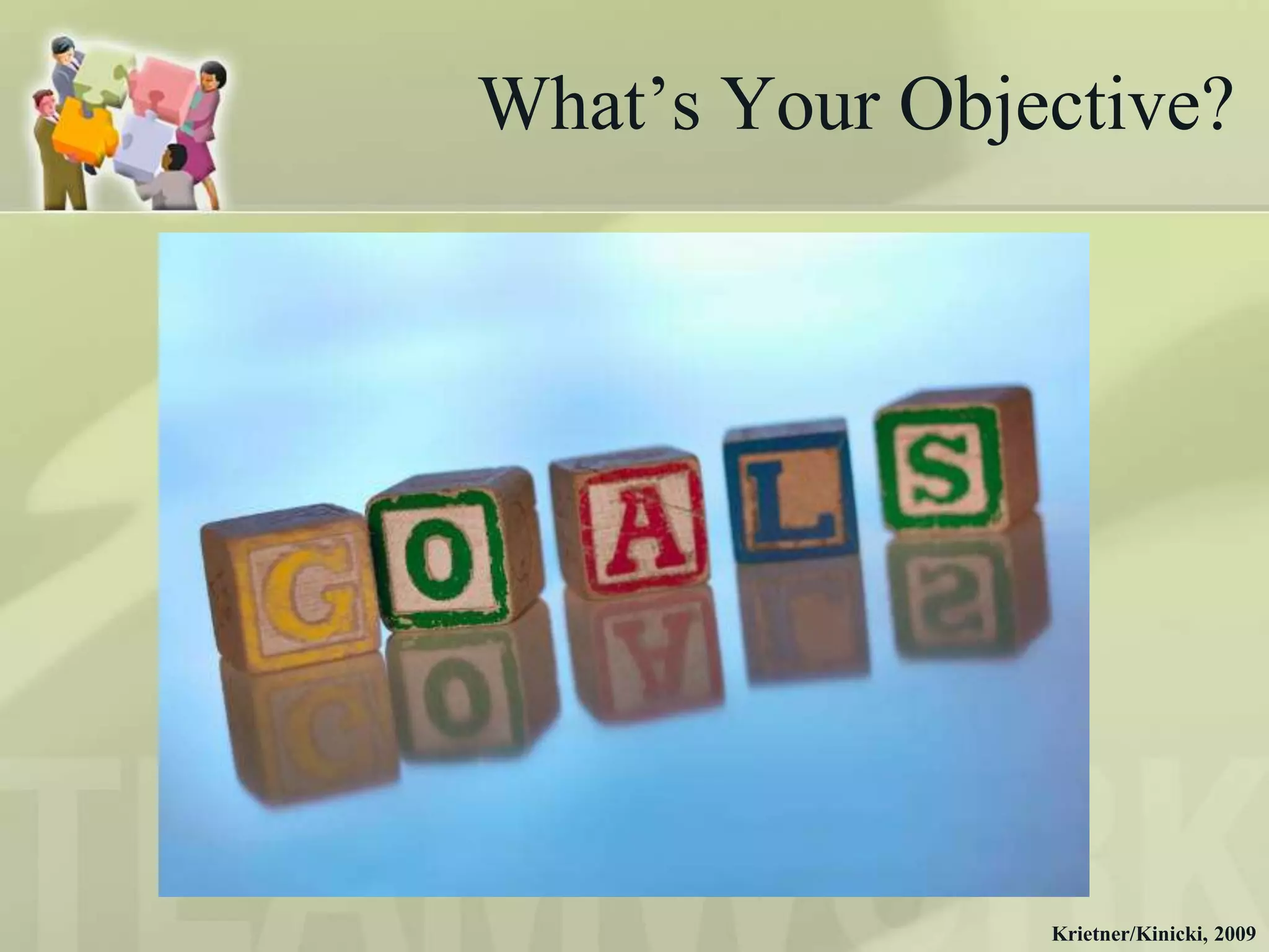 What‟s Your Objective?




                Krietner/Kinicki, 2009
 