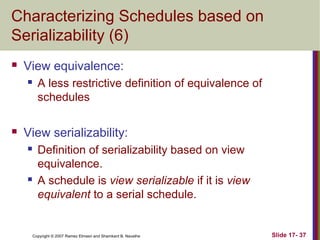 View Serializable Schedule Example Ch17 introduction to transaction processing concepts and theory | PPT