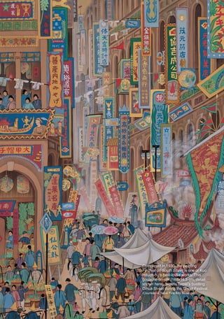 Completed in 1930, the painting
                       Festival on South Street is one of Kuo
                       Hsueh-hu’s best-loved works. This
                       gouache-on-silk (188x94.5 cm, detail
                       shown here) depicts Taipei’s bustling
                       Dihua Street during the Ghost Festival.
                       (Courtesy of Taipei Fine Arts Museum)




17-new-1014.indd 234                                     2011/10/18 2:43:13 AM
 