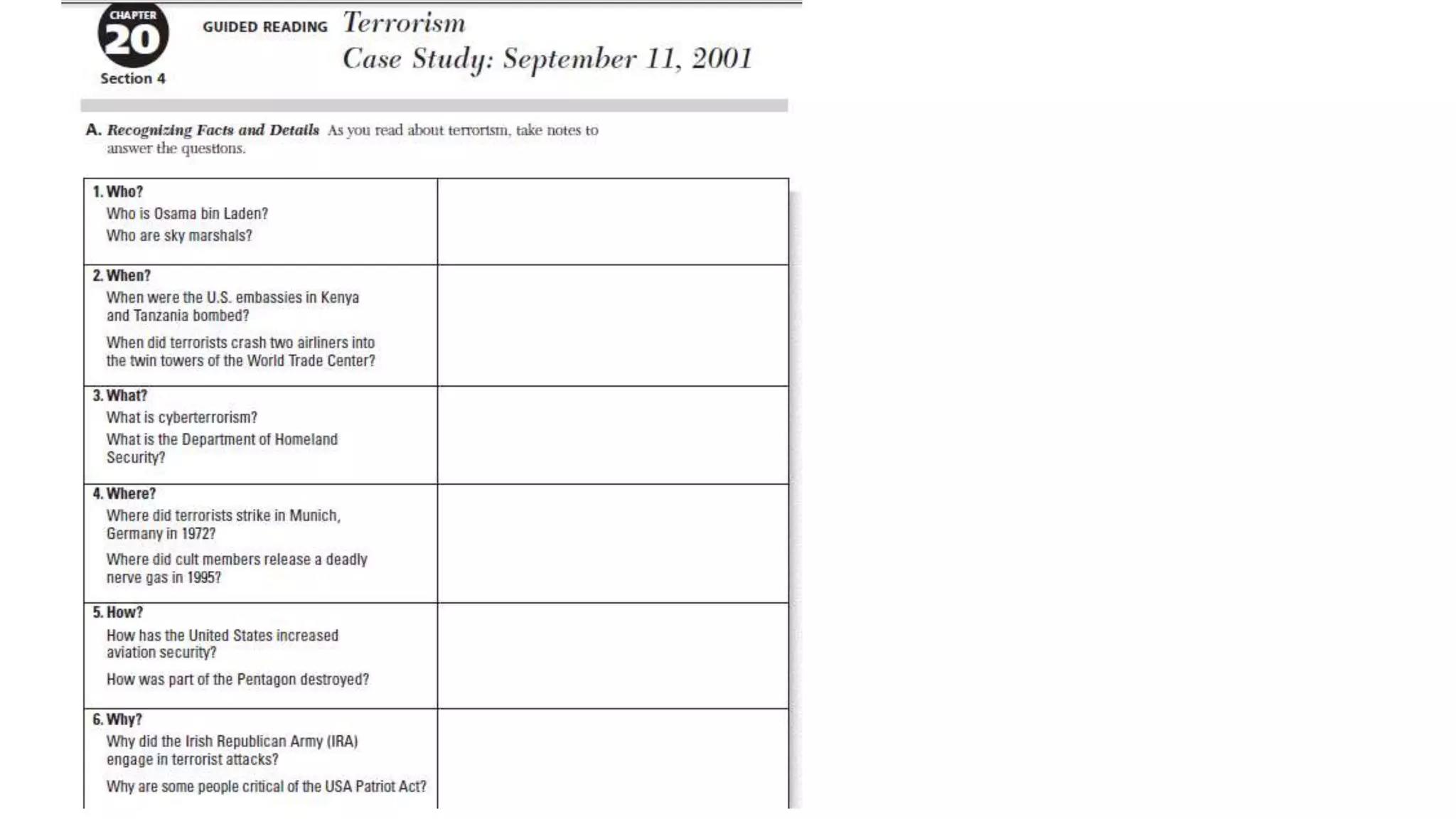 • July 13, Afghanistan: nine US soldiers and at least 15 NATO troops die when Taliban
militants boldly attack an American base in Kunar Province, which borders Pakistan. It's the
most deadly against U.S. troops in three years.
• Aug. 18 and 19, Afghanistan: as many as 15 suicide bombers backed by about 30 militants
attack a U.S. military base, Camp Salerno, in Bamiyan. Fighting between U.S. troops and
members of the Taliban rages overnight. No U.S. troops are killed.
• Sept. 16, Yemen: a car bomb and a rocket strike the U.S. embassy in Yemen as staff arrived
to work, killing 16 people, including 4 civilians. At least 25 suspected al-Qaeda militants are
arrested for the attack. Nov. 26, India: in a series of attacks on several of Mumbai's
landmarks and commercial hubs that are popular with Americans and other foreign
tourists, including at least two five-star hotels, a hospital, a train station, and a cinema.
About 300 people are wounded and nearly 190 people die, including at least 5 Americans.
• 2009 Feb. 9, Iraq: a suicide bomber kills four American soldiers and their Iraqi translator
near a police checkpoint.
 