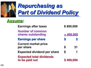 Repurchasing Financial Management Slides Ch 18 | PPT