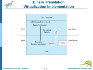 18.19 Silberschatz, Galvin and Gagne ©2018
Operating System Concepts – 10th Edition
Binary Translation
Virtualization Implementation
 
