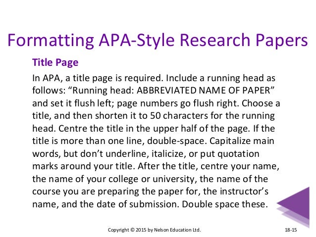 Running head apa style research paper