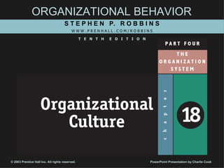 ORGANIZATIONAL BEHAVIOR S T E P H E N  P.  R O B B I N S W W W . P R E N H A L L . C O M / R O B B I N S T  E  N  T  H  E  D  I  T  I  O  N © 2003 Prentice Hall Inc. All rights reserved. PowerPoint Presentation by Charlie Cook 