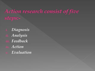 i. Diagnosis
ii. Analysis
iii. Feedback
iv. Action
v. Evaluation
 