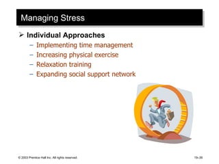 Managing Stress <ul><li>Individual Approaches </li></ul><ul><ul><li>Implementing time management </li></ul></ul><ul><ul><l...