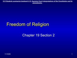 Freedom of Religion Chapter 19 Section 2 