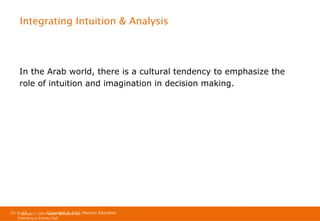 Integrating Intuition & Analysis

In the Arab world, there is a cultural tendency to emphasize the
role of intuition and imagination in decision making.

Ch 1 -15
Ch 1 -15
Copyright © 2011
Copyright © 2009 Pearson Education, Inc. Pearson Education
Publishing as Prentice Hall

 