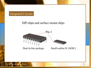 EE-227 Digital Logic Design
Integrated Circuits
DIP chips and surface mount chips
Pin 1
Dual in-line package Small outline IC (SOIC)
11/22/2024 21
 
