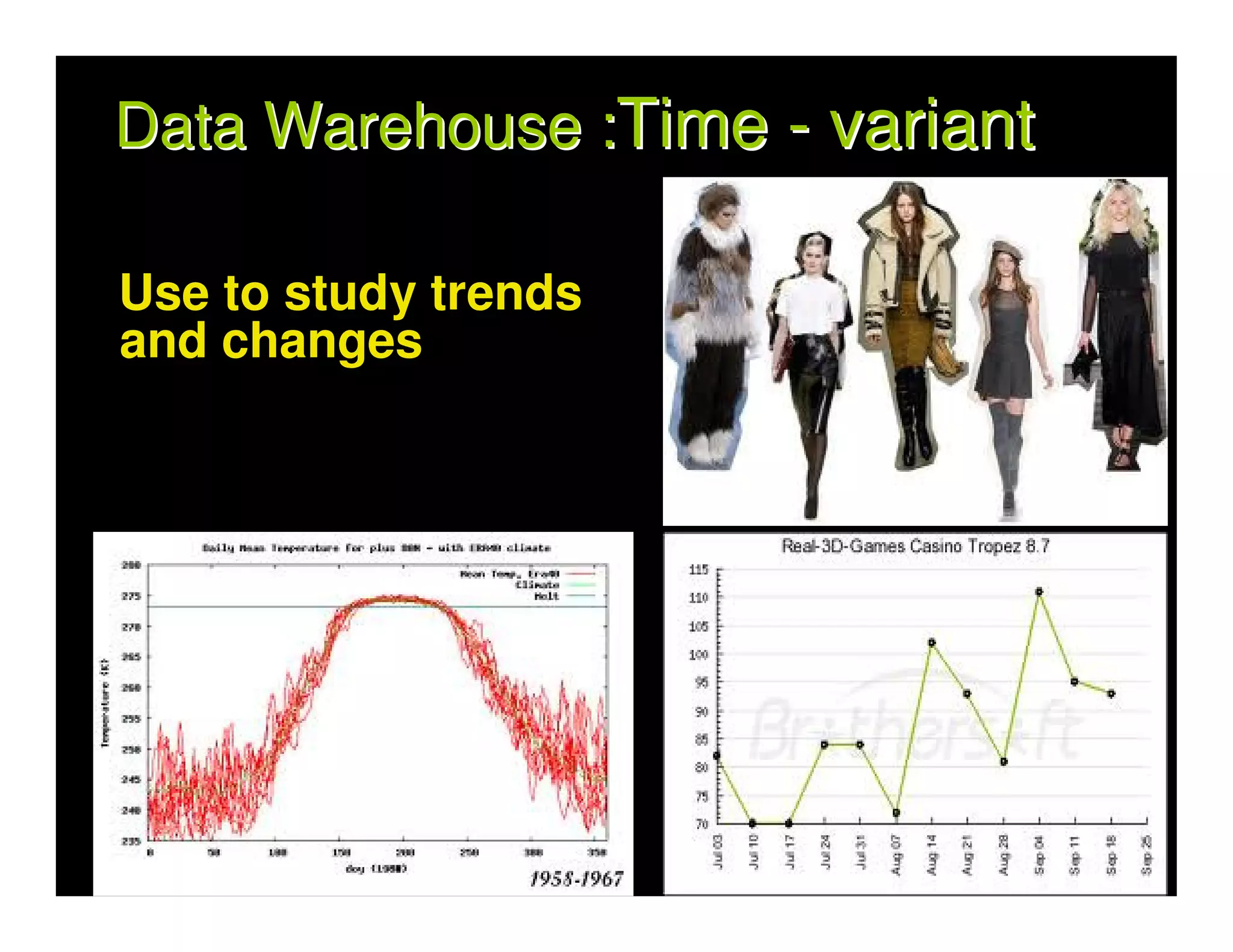 Data Warehouse :Time - variant

Use to study trends
and changes
 