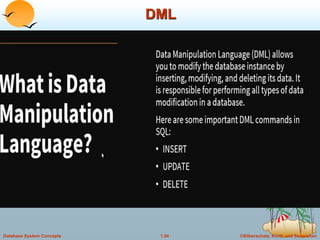 ©Silberschatz, Korth and Sudarshan
1.54
Database System Concepts
DML
 