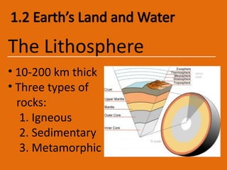 Lithosphere Types Rocks Basics on Planet Earth to include the Layers of Earth | PPTX